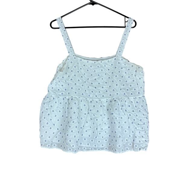 LOFT Womens Blouse White Blue Sweetheart Tank Lined Lightweight 12 - Picture 1 of 12
